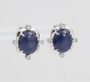 PR 10CT STAR SAPPHIRE AND DIAMOND EARRINGS