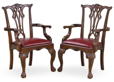 PR CHIPPENDALE STYLE ARMCHAIRS