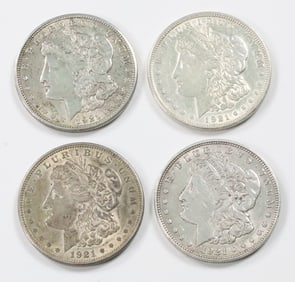 4 1921 AMERICAN SILVER MORGAN DOLLARS
