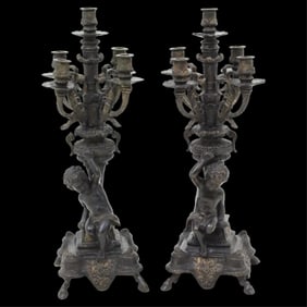 PR. OF 5 LIGHT FIGURAL CANDELABRA