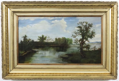 O/C RIVER LANDSCAPE PTG, 19TH C.