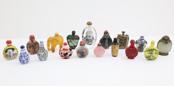COLLECTION OF 17 ORIENTAL SNUFF BOTTLES