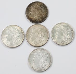 5 1921 AMERICAN SILVER MORGAN DOLLARS
