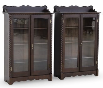 PR VICTORIAN OAK DISPLAY CABINETS