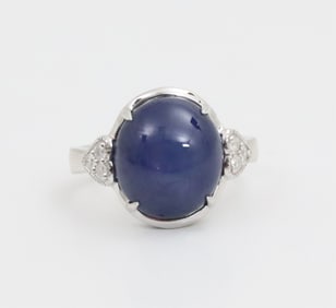 STAR SAPPHIRE DIAMOND AND 14K GOLD RING