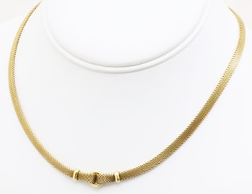 18K Y/G 15" INTERLOCKING MESH CHOKER; 20.4 GR TW