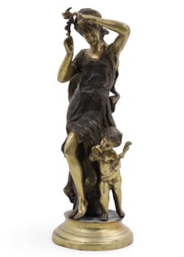 GILT BRONZE SCULPTURE OF WOMAN AND CHILD