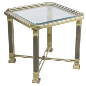 MASTERCRAFT BRASS AND GLASS SIDE TABLE