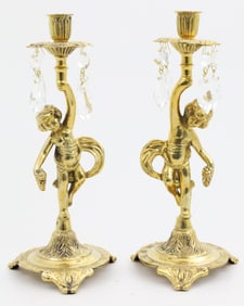 PR POLISHED BRASS FIGURAL CANDLESTICKS