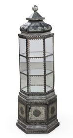 SPANISH INFLUENCE EMBOSSED METAL VITRINE