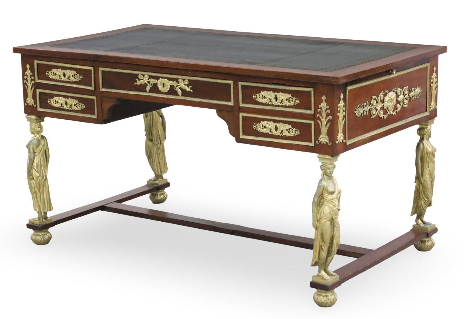 FRENCH EMPIRE BRZ MTD MAHOGANCY BUREAU, 19TH C. (1 of 8)