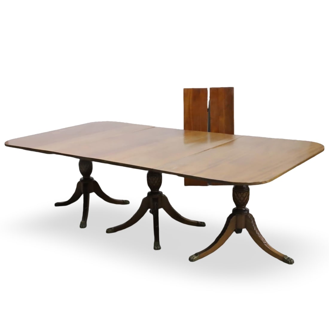 SHERATON STYLE TRIPLE PEDESTAL DINING TABLE (1 of 2)