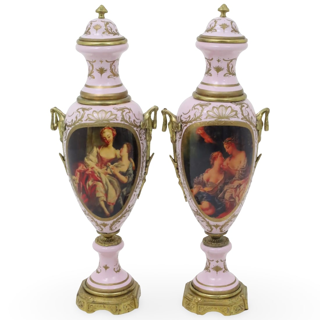 PR. OF LAVENDER GROUND FRENCH STYLE CAPPED URNS (1 of 6)