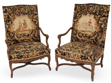 PR LOUIS XV STYLE CARVED WALNUT FAUTEUILS (1 of 4)