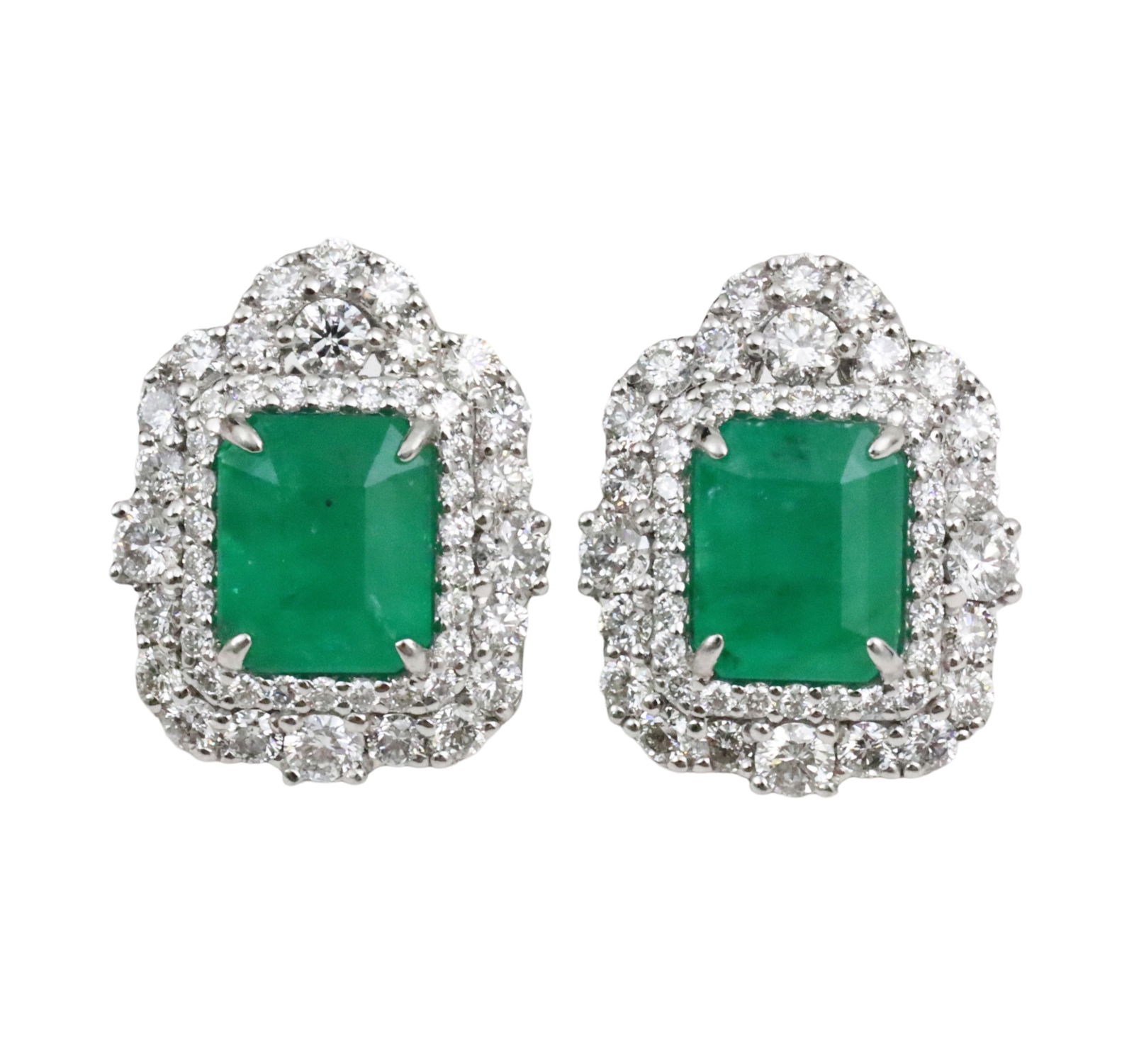 PLATINUM EMERALD AND DIAMOND EARRINGS (1 of 3)