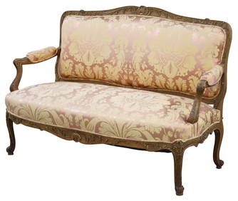 LOUIS XV STYLE CARVED WALNUT SETTEE (1 of 7)