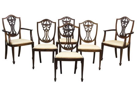 6 SHERATON STYLE SHIELD BACK DINING CHAIRS (1 of 3)
