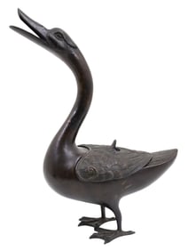 CHINESE BRONZE DUCK FORM CENSER, MING