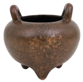 CHINESE GOLD SPLASHED BRONZE CENSER, QING