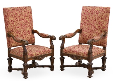 PR FRENCH WALNUT FAUTEUILS, 19TH C.
