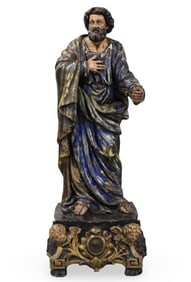 ITALIAN POLYCHROME SCULPTURE OF A SAINT, 18TH C.
