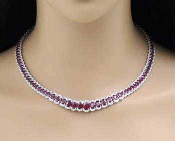 GIA RUBY AND DIAMOND NECKLACE