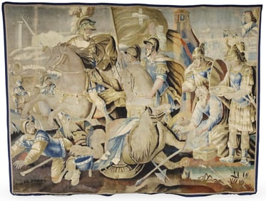 17TH C. FLEMISH TAPESTRY, BATTLES OF ALEXANDER
