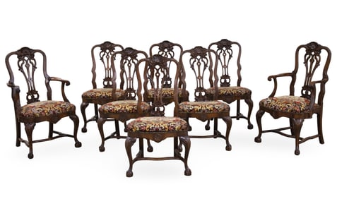 8 GEORGIAN DESIGN WALNUT DINING CHAIRS