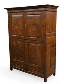 BRITISH COLONIAL TEAKWOOD LINEN PRESS, 19TH C.