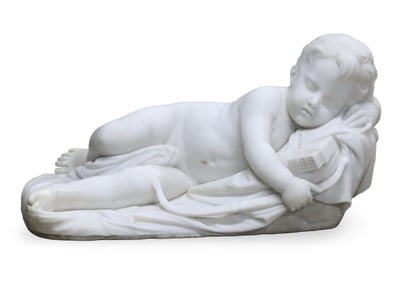 ITALIAN MARBLE OF RECLINING CUPID