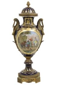 BRONZE MOUNTED SIGNED SEVRES CAPPED URN