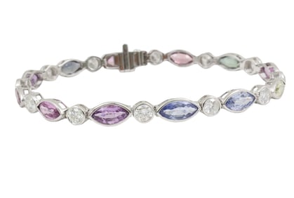 PLATINUM MULTICOLOR SAPPHIRE AND DIAMOND BRACELET