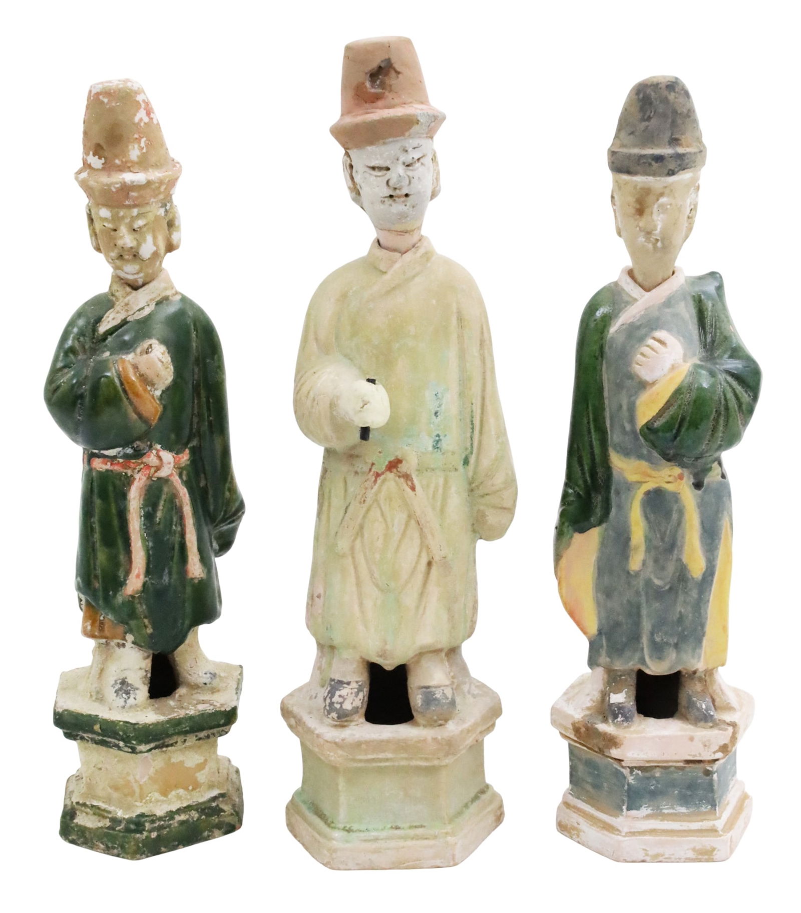 3PC CHINESE SANCAI GLAZE POTTERY FIGURES, MING (1 of 4)