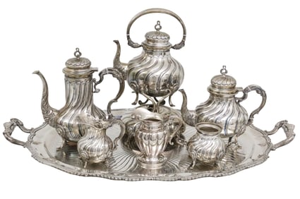 7PC MEXICAN STERLING TEA SERVICE, 352 T.O.W.