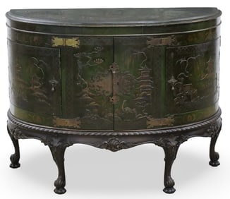 GEORGE II STYLE CHINOISERIE DEMILUNE BUFFET