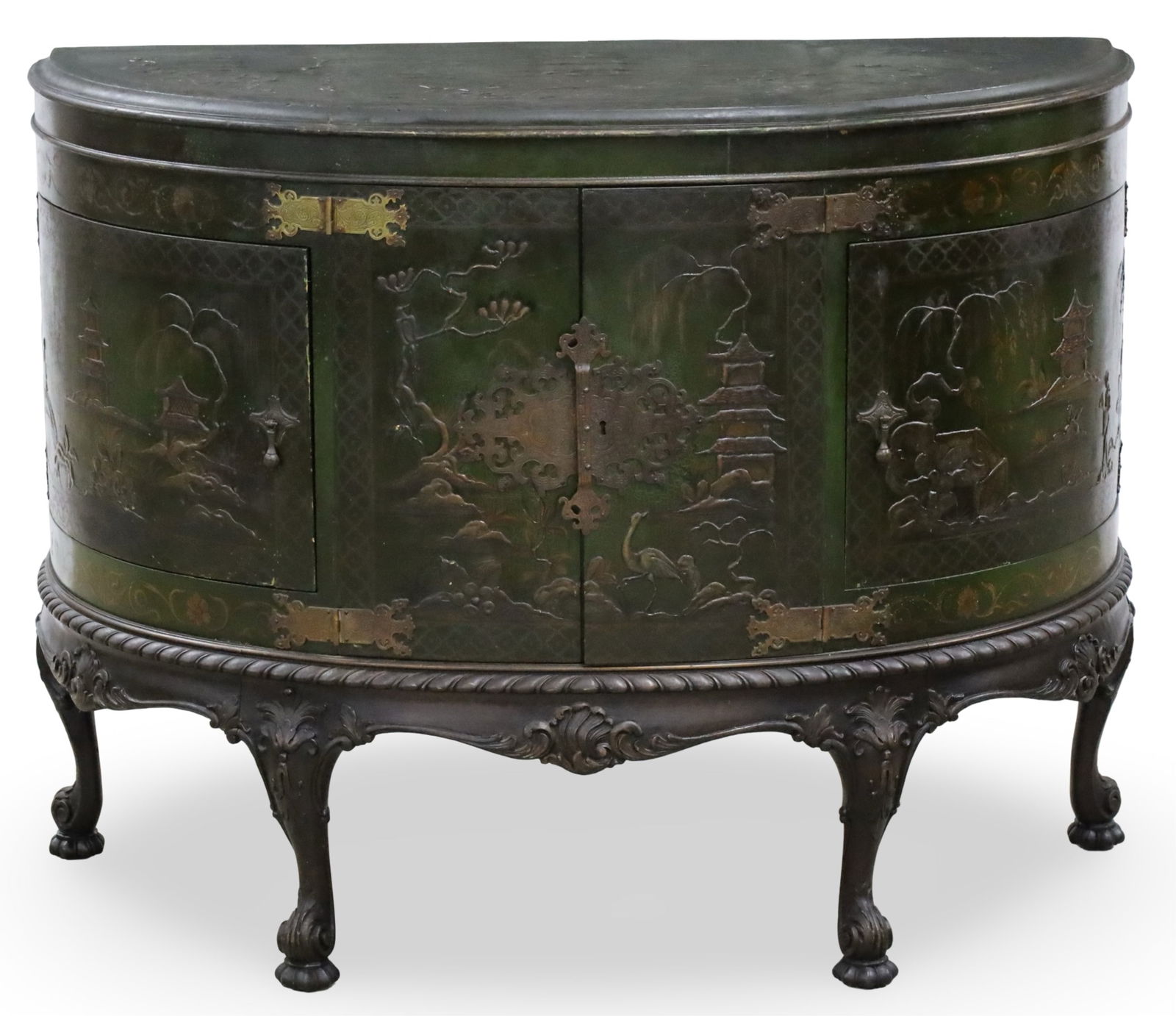 GEORGE II STYLE CHINOISERIE DEMILUNE BUFFET (1 of 4)