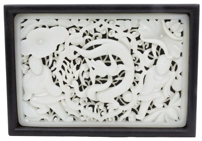 FINE CHINESE WHITE JADE PANEL BOX