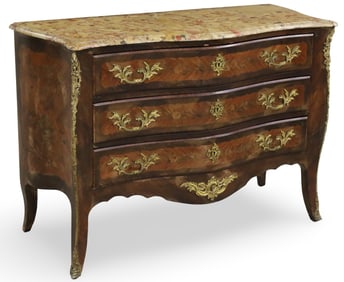 LOUIS XV STYLE INLAID MARQUETRY COMMODE