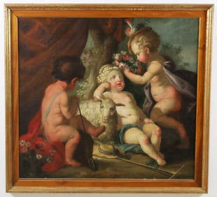 ITALIAN SCHOOL OIL ON CANVAS PAINTING, 19TH C.