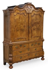 DUTCH BURL WALNUT ARMOIRE, 18TH C.