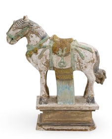 CHINESE GLAZED POTTERY HORSE, MING DYNASTY