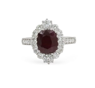GIA 3.14CT RUBY AND DIAMOND RING