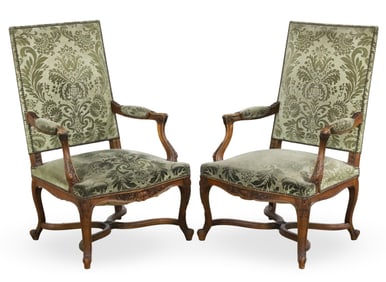 PR FRENCH WALNUT FAUTEUILS, 19TH C.