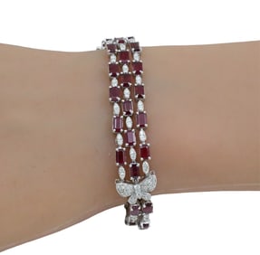 DIAMOND AND BURMESE RUBY BRACELET GIA