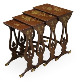 CHINESE LACQUERED NEST OF TABLES