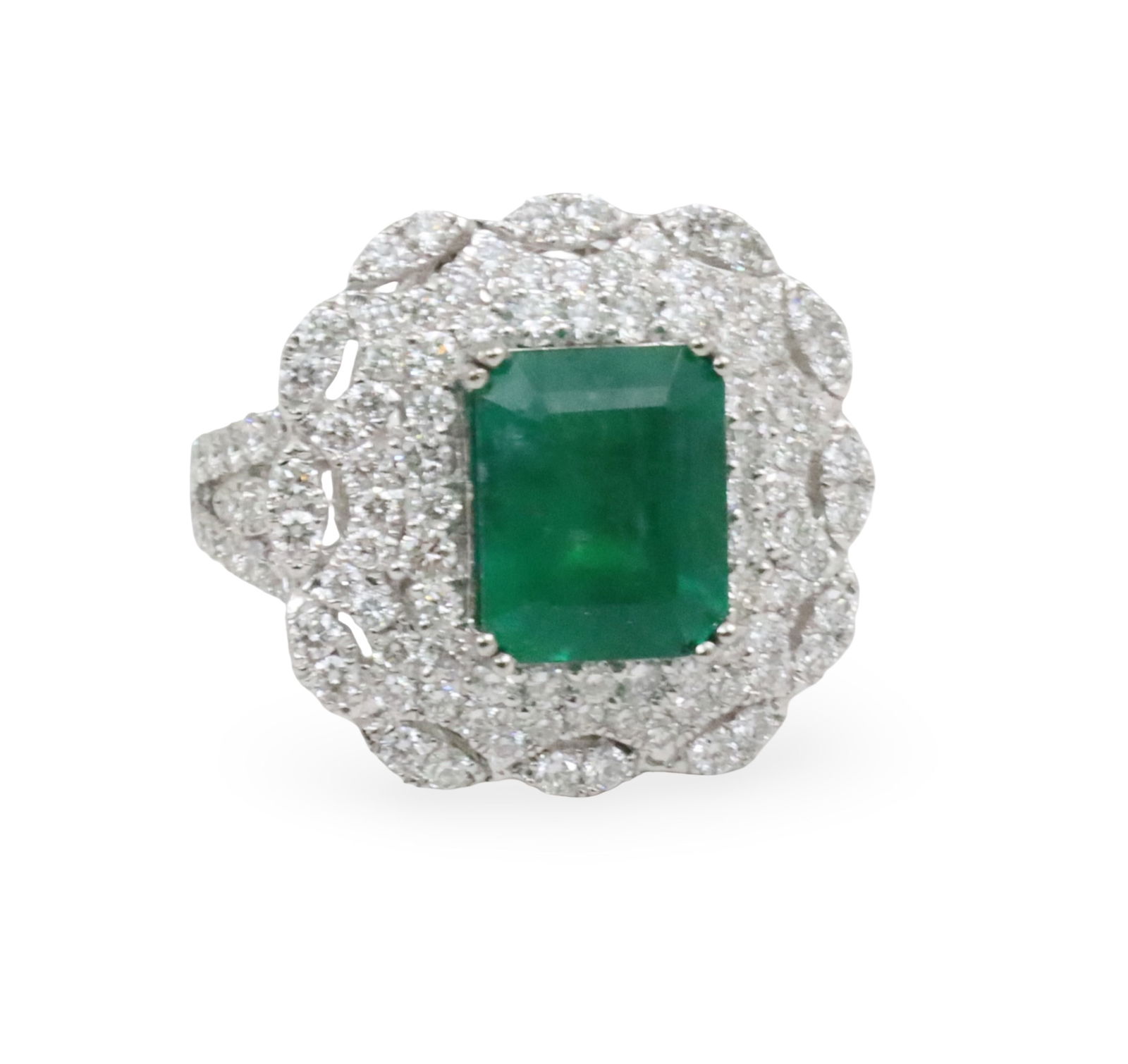 PLATINUM EMERALD AND DIAMOND RING WITH GIA (1 of 7)