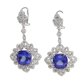 11.36CT TANZANITE AND DIAMOND EARRINGS
