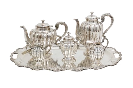6PC MEXICAN STERLING TEA SERVICE, 195 T.O.W.