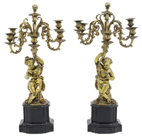 PR FRENCH GILT BRONZE FIGURAL CANDELABRA