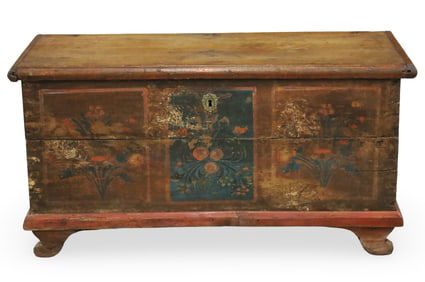 CONTINENTAL PAINTED BLANKET CHEST, 19TH C.